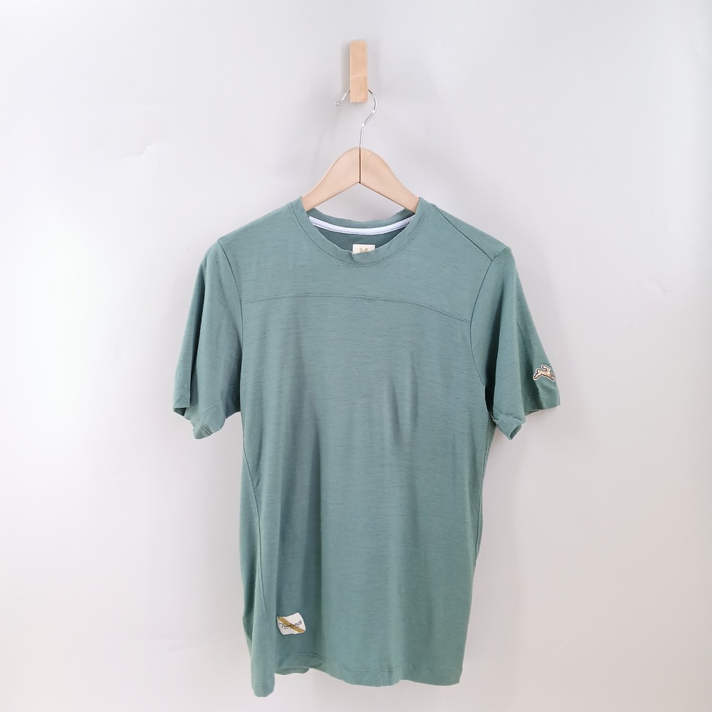 Tracksmith Merino Wool T-Shirt Mens Size M Green Short Sleeve Running Tee